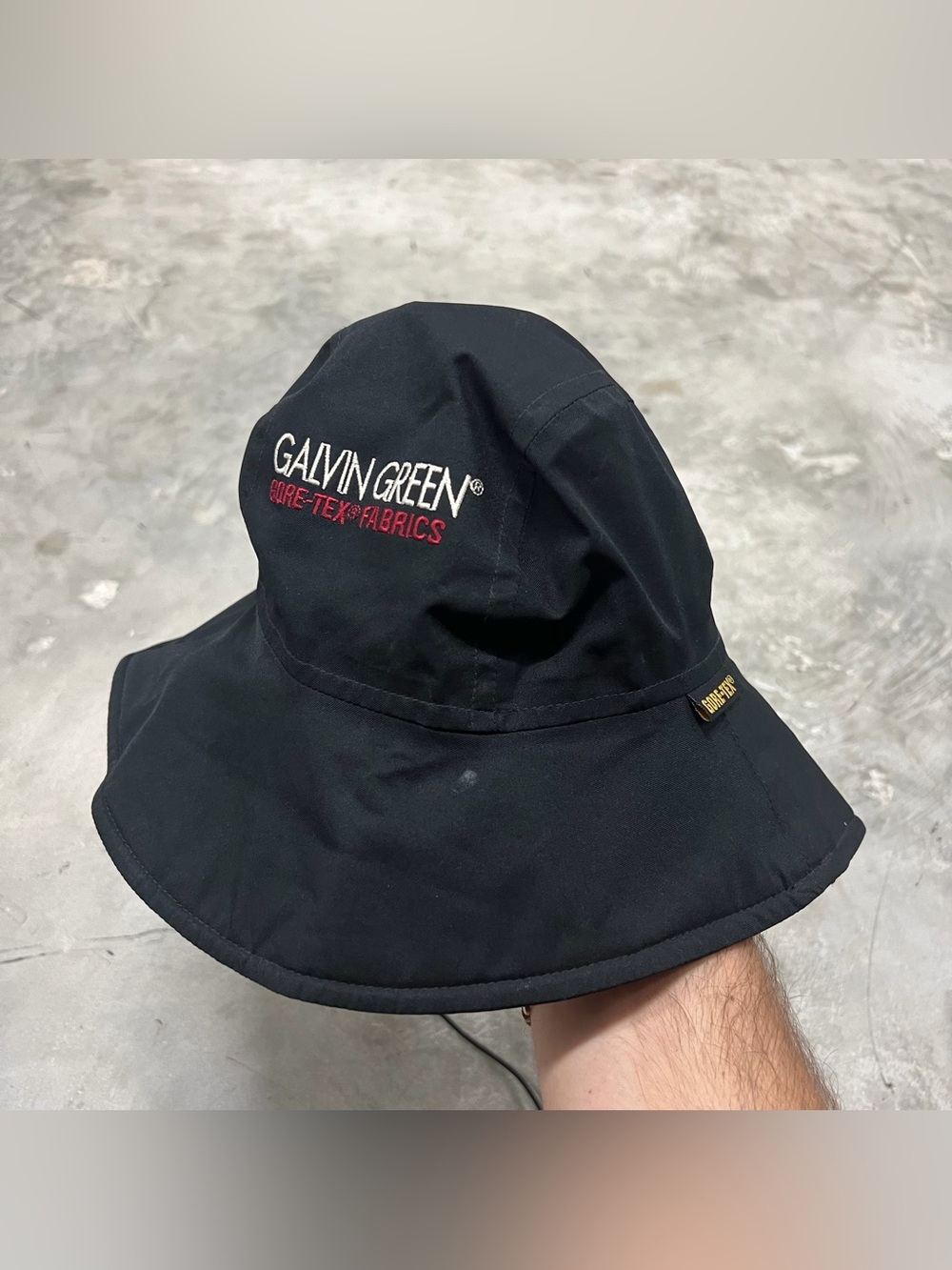 GALVIN GREEN Performance Shell Black Gore Tex Golf Bucket Hat Sz M 56 cm
